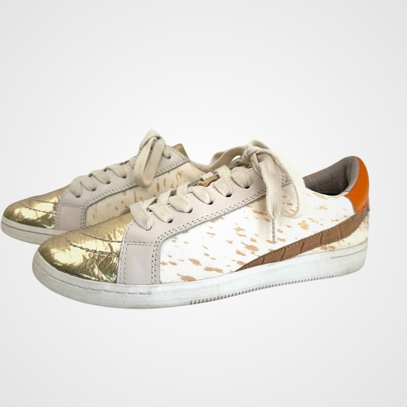 Dolce Vita Zina Court Womens Sneakers Size 8.5 Gold Metellic Lace Up Low Top - Picture 6 of 11